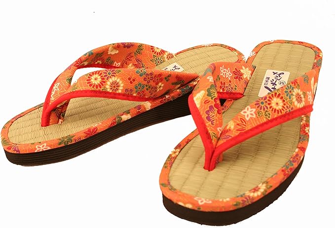 日式花纹美腿草鞋 金线织物 【粉色99m码】