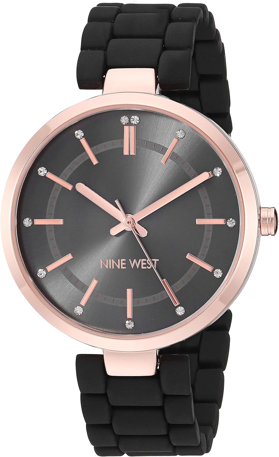 nine west 女士水晶点缀橡胶手链手表