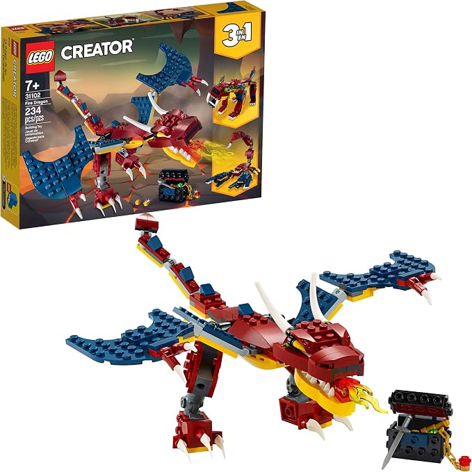 lego 乐高 creator 3 合 1 火龙 31102 搭建套件,儿童酷炫可搭建玩具
