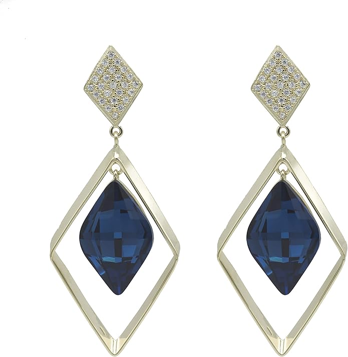 纯银方晶锆石时尚耳环