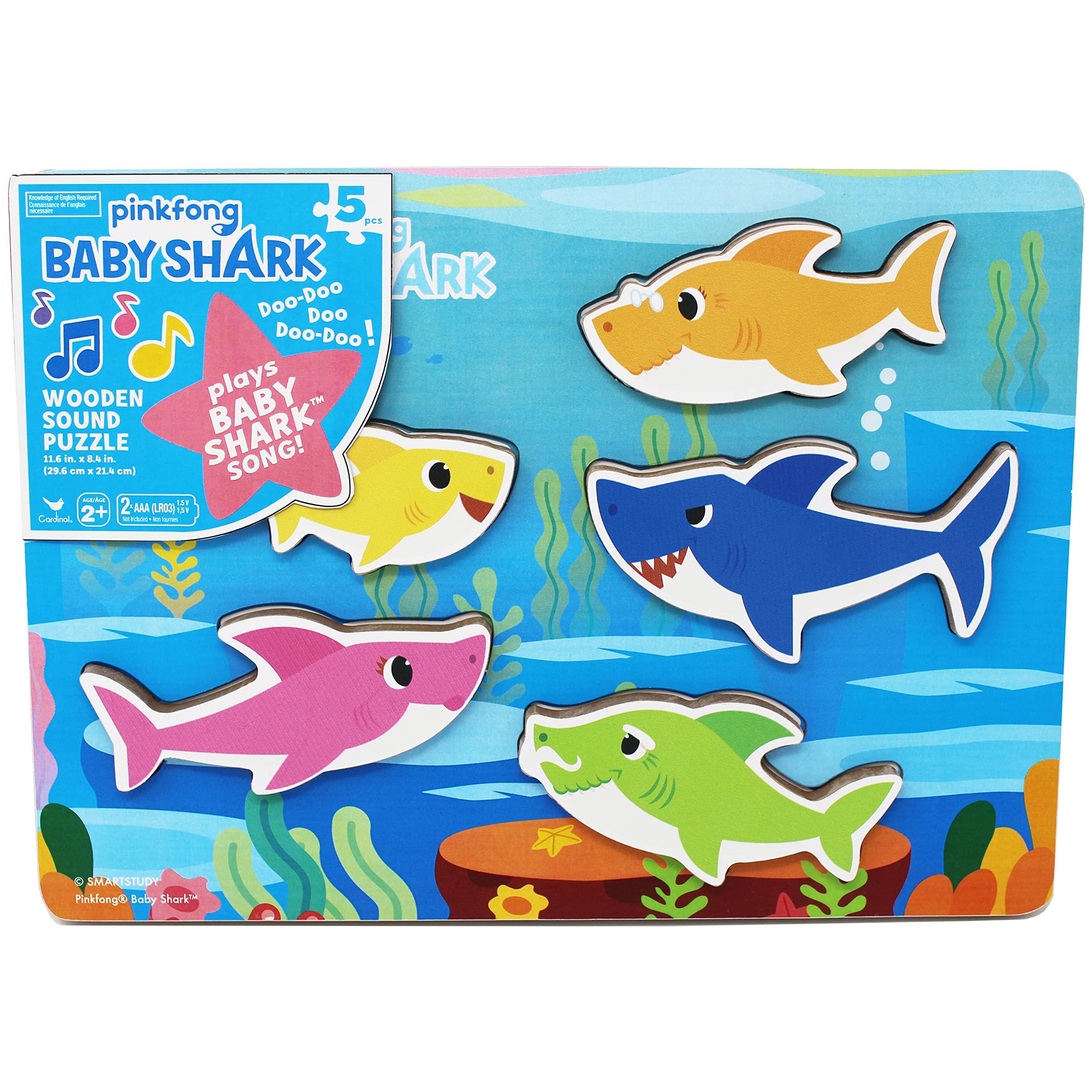 Pinkfong Baby Shark Chunky Wood Sound Puzzle Plays Baby Shark Song 亚马逊中国 玩具
