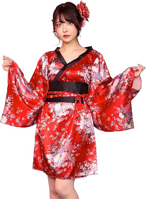 Party City Tokimeki Graffiti 角色扮演花魁女孩女士红色小木流花 159厘米 亚马逊中国 玩具