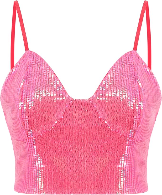 vimoisa 女式性感亮片蝴蝶背心吊带露背露脐上衣肚皮舞文胸