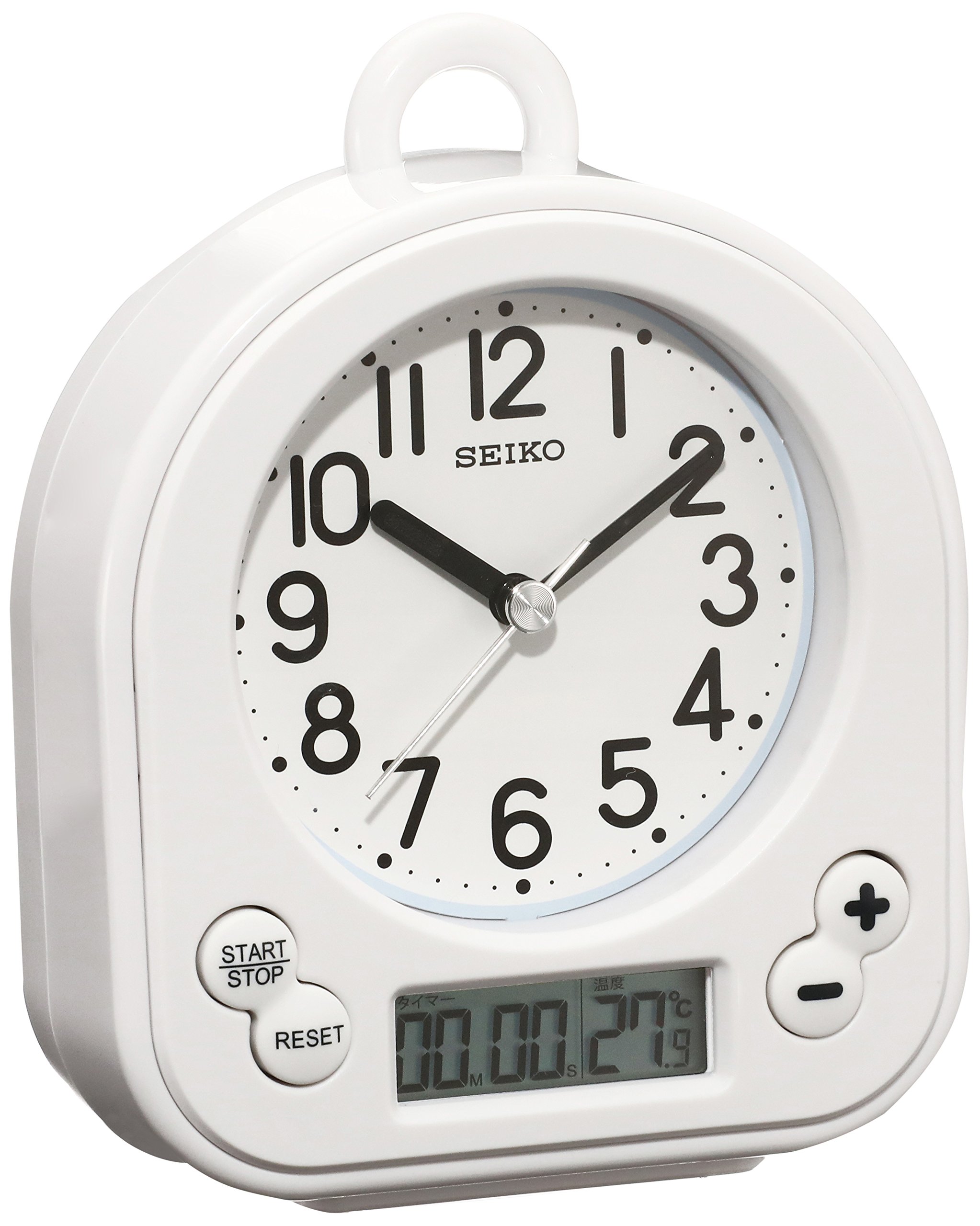 SEIKO Clock Wall clock Seat clock Dual-use life waterproof timing temperature indication analog Kitchen & bathroom White BZ358W SEIKO