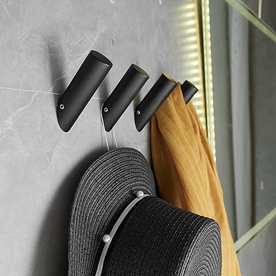beelee 壁钩,黑色毛巾挂钩,4 件,浴室衣帽钩,壁挂式安装,结实的衣帽钩
