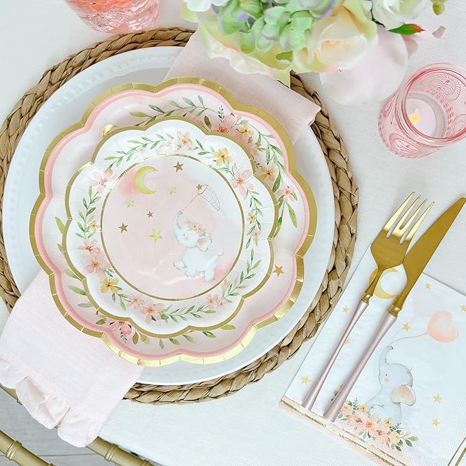 kate aspen 大象婴儿淋浴 9 英寸高级装饰纸盘(350 gsm 重量 - 16