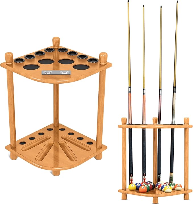 仅用cue rack - 8 pool 台球杆和球地板支架,带得分深红色,黑色或橡木