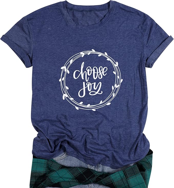 choose joy t 恤女式基督教图案 t 恤幸福短袖衬衫灵感 t 恤上衣休闲