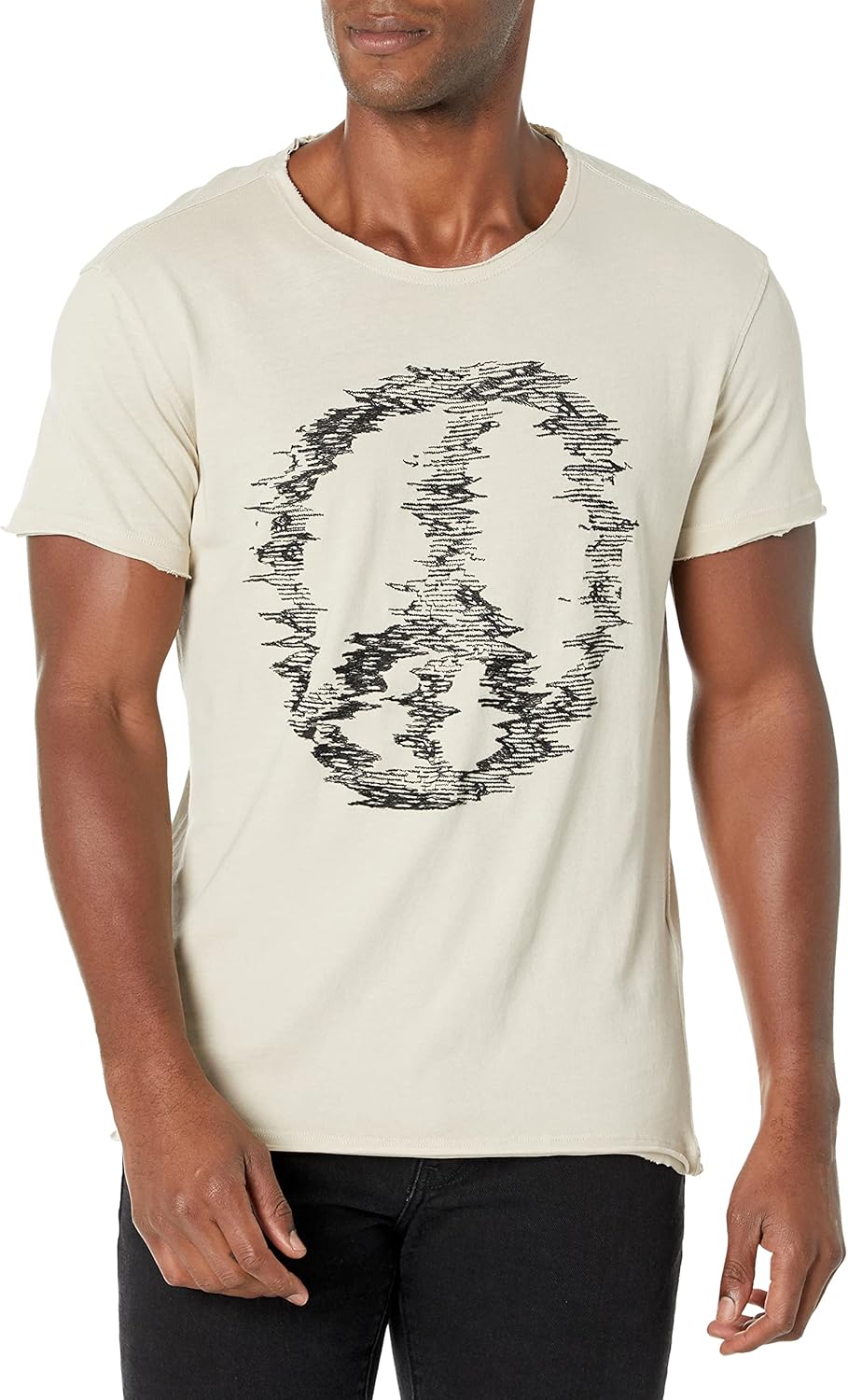 john varvatos 男式 ss raw edge t 恤 - 失真和平 【john varvatos】