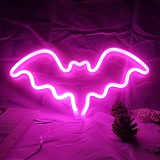 zxnehg 万圣节蝙蝠 led 霓虹灯标志灯,万圣节装饰蝙蝠霓虹灯标志带
