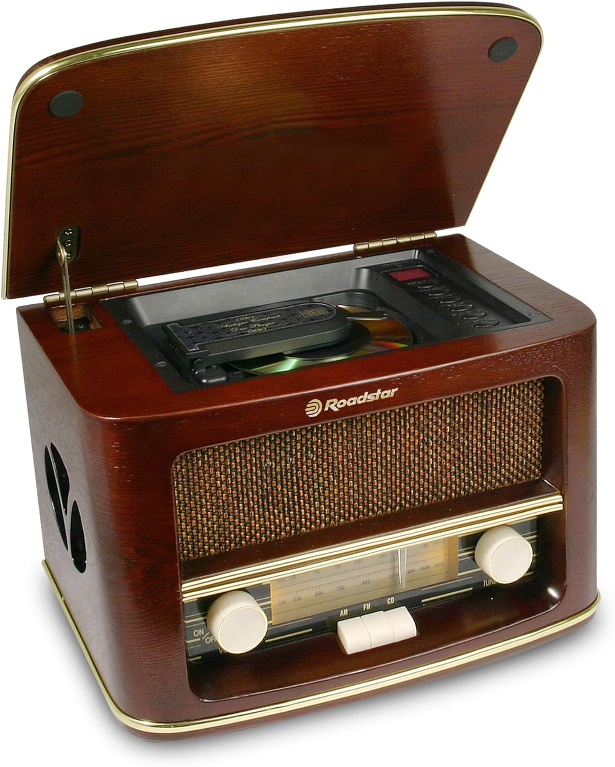 roadstar hra - 1500cd 复古设计木质收音机,带 cd 播放器,fm / am