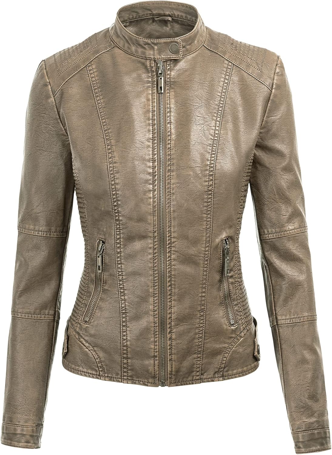 lock and love womens hooded faux leather moto biker jacket (xs