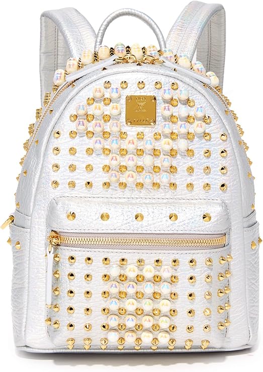 mcm stark pearl 女士铆钉背包 white flake 均码 : 亚马逊中国: 服饰