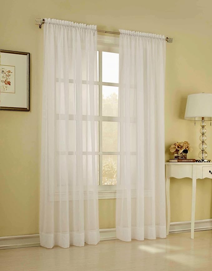 07légance 2 件套纯色象牙色薄纱窗帘/窗帘/面板/处理 139.