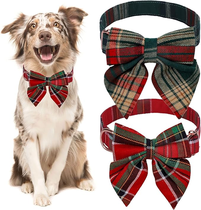 结项圈可爱可调节圣诞狗项圈带大蝴蝶结狗猫猫小狗假日宠物服装配饰,m