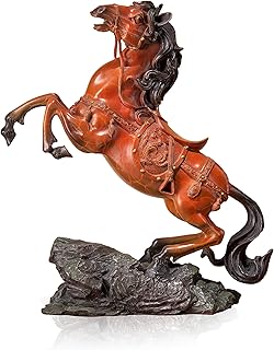 fairyville 青铜战马 - 手工纯铜马雕像 - 黄铜雕塑收藏餐桌装饰