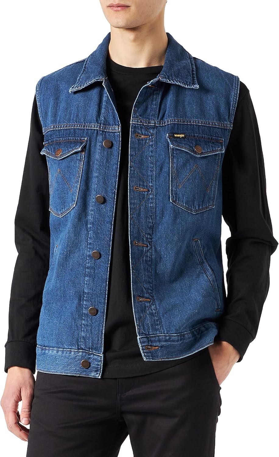 wrangler 男士牛仔背心 牛仔夹克 【wrangler】 服饰箱包 - 亚马逊