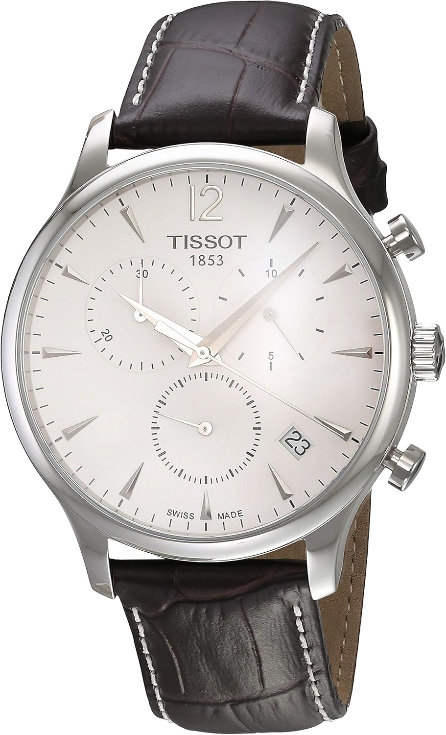 tissot 天梭 男式 t063.617.16.037.00 不锈钢传统手表纹理皮革表带
