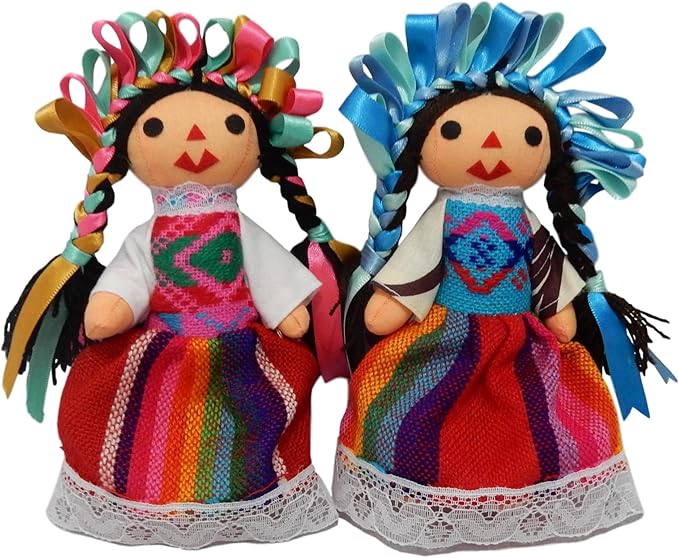 genoveva perez artesanias ier 经典手工墨西哥洋娃娃,各种颜色(2 只