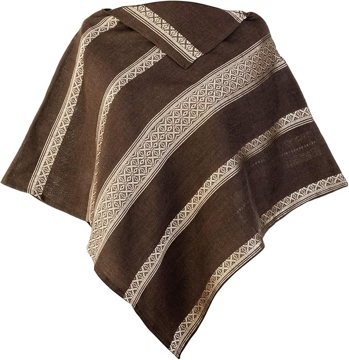 墨西哥斗篷女式毛衣 - 优雅,手工编织,公平贸易纯棉围巾披肩