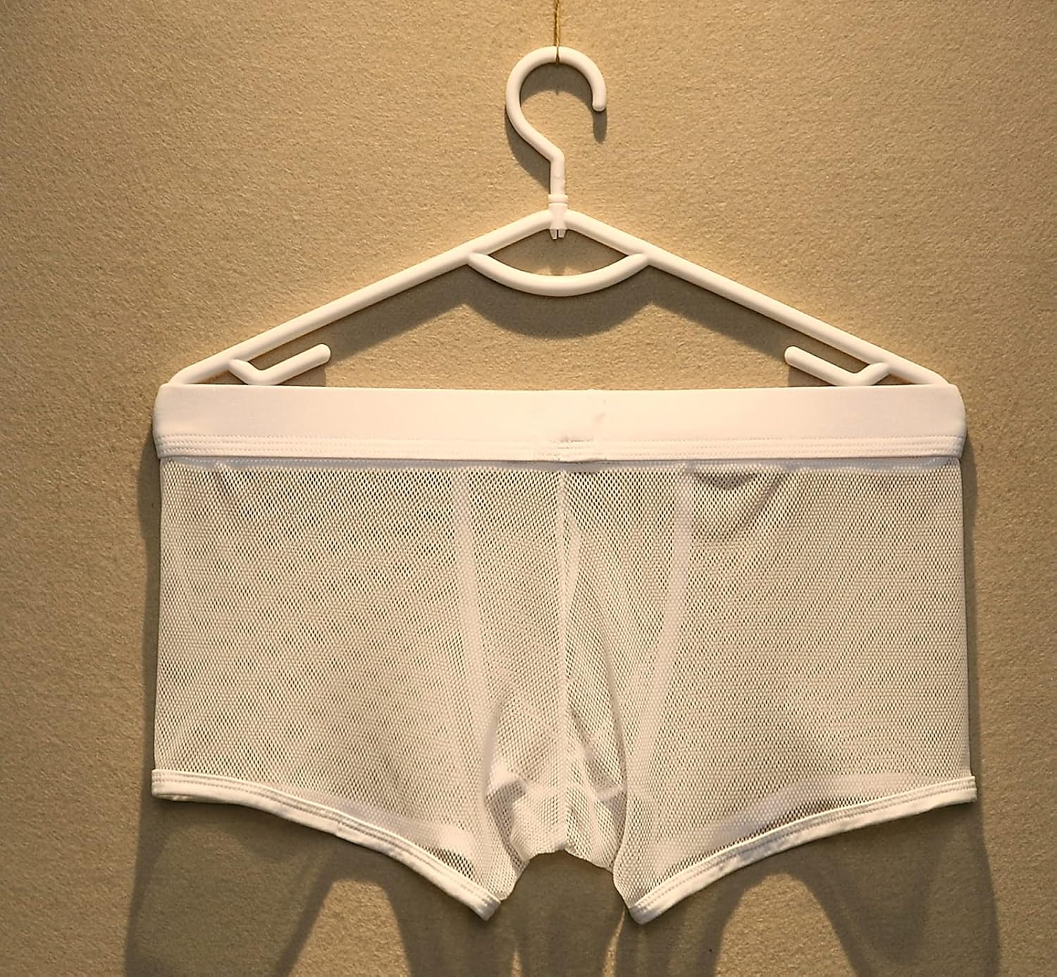 helx 男士性感内衣透视透明平角内裤网眼内衣弹力镂空凉爽内裤 【helx