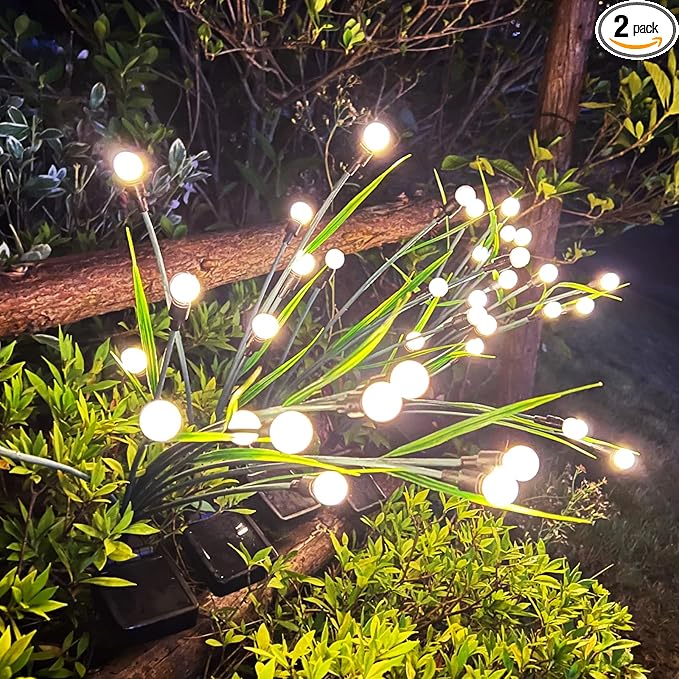 高柔性钢丝和叶子,充满活力的太阳能花园灯户外防水,庭院庭院小径装饰