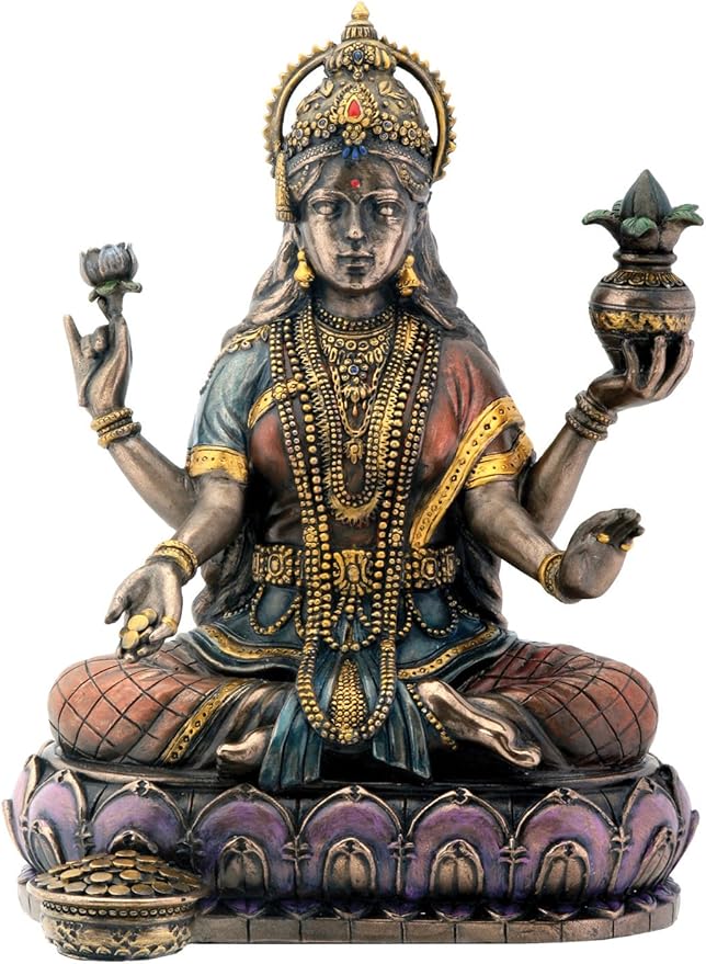 青铜印度教女神 lakshmi lotus 印度教派展示雕像