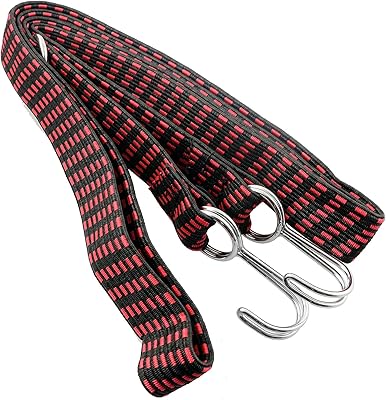 2 厘米)可调节扁平条纹尼龙松紧带带带挂钩行李弹性绳自行车山地