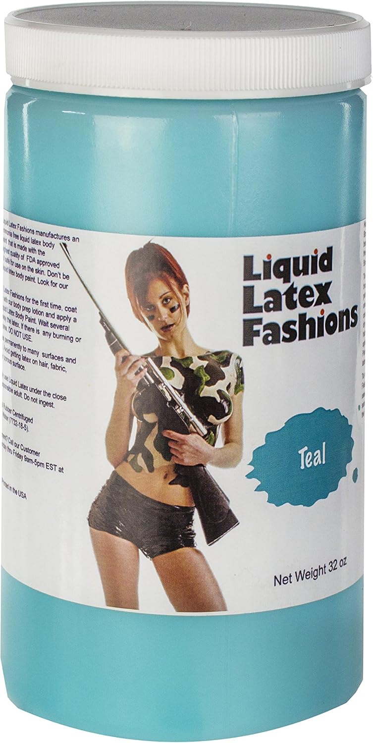 Liquid Latex Fashions 无氨液体乳胶身体颜料 32盎司 约907 2克 青色 亚马逊中国 美容化妆