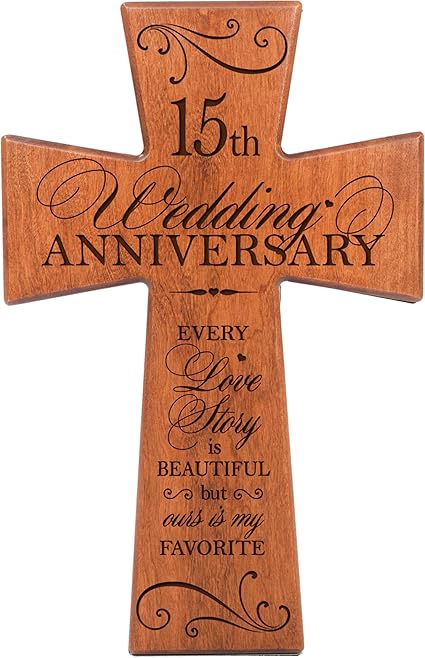 15 周年结婚纪念日礼物情侣樱桃木墙十字架 15 周年女士礼物 15 周年结婚纪念日礼物送给他 每一位爱情故事都美丽 但ours Is My Favorite 6 亚马逊中国 家居