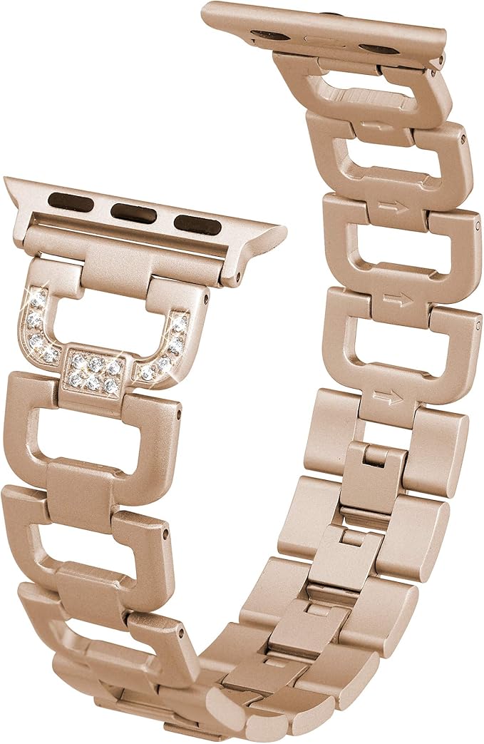 edgy tech 兼容苹果手表腕带 - 钻石水钻镶嵌不锈钢替换表带 适用于