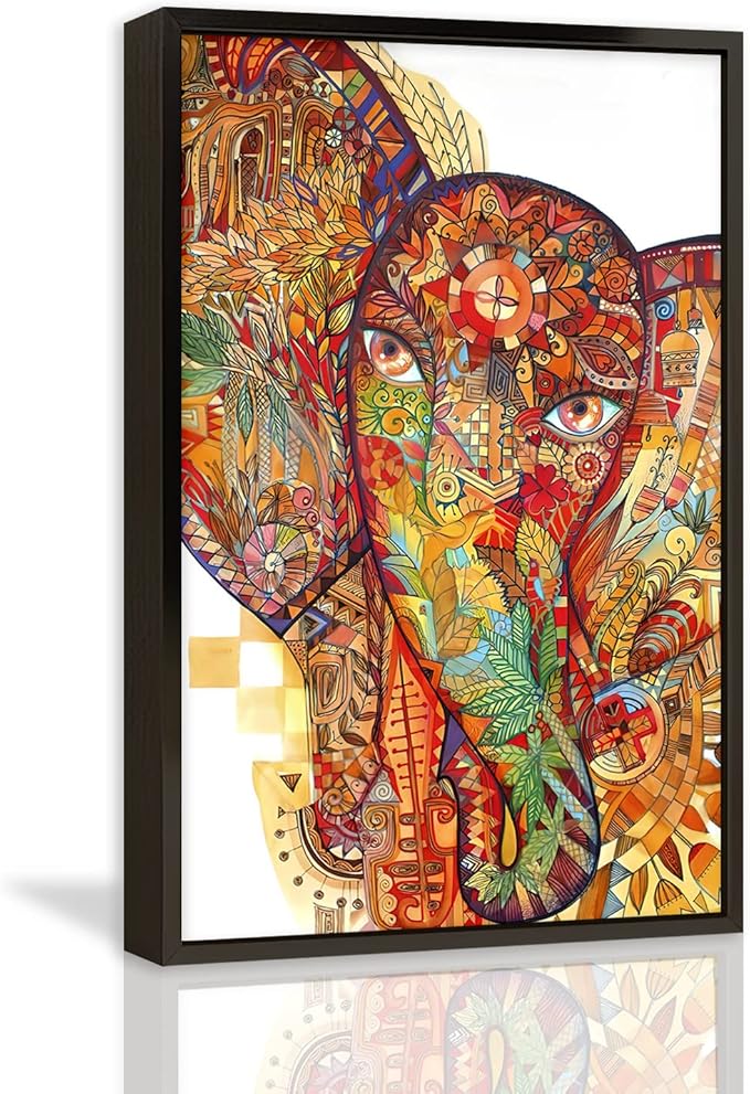 大象框架墙艺术打印画水彩动物图片客厅卧室家庭办公室厨房墙壁装饰