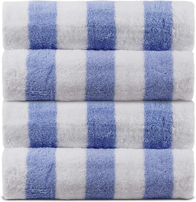 * 纯棉泳池沙滩巾 - cabana(卡巴纳海滩毛巾 - 4 件套,浅蓝色)