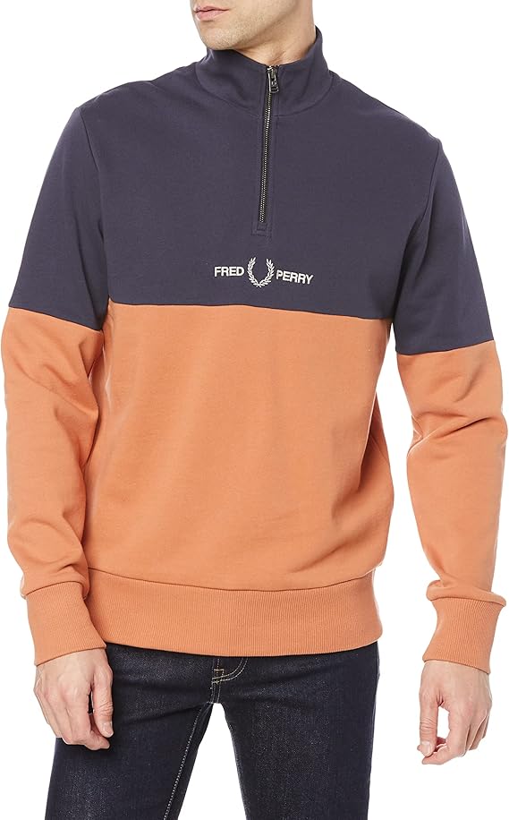 fred perry 运动衫 colourblock half zip sweatshirt 男士