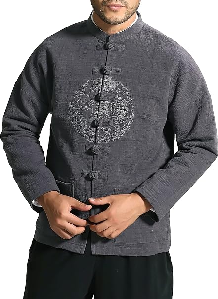 Bitablue 男式落袖中国服装夹克 带云图案刺绣 亚马逊中国 服饰箱包