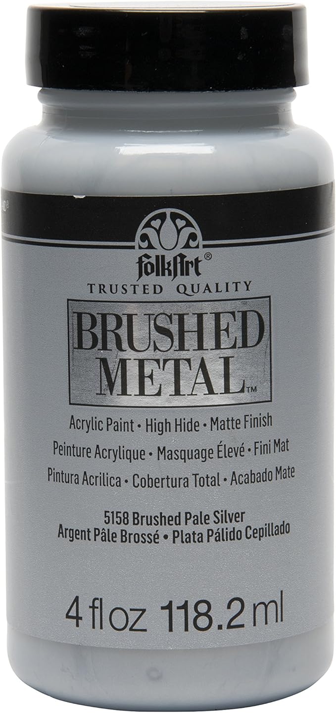folkart 拉丝金属漆,113.4 克,浅银色 pale 银色 4盎司 5158