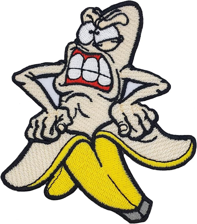 愤怒的香蕉刺绣补丁熨烫尺寸:9.9 x 8.6 厘米