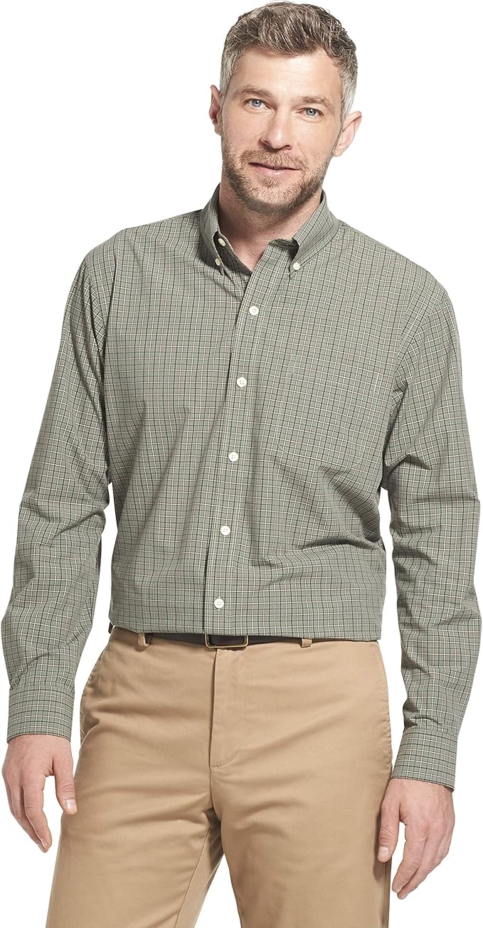 arrowusa1851男士汉密尔顿府绸长袖纽扣格子衬衫