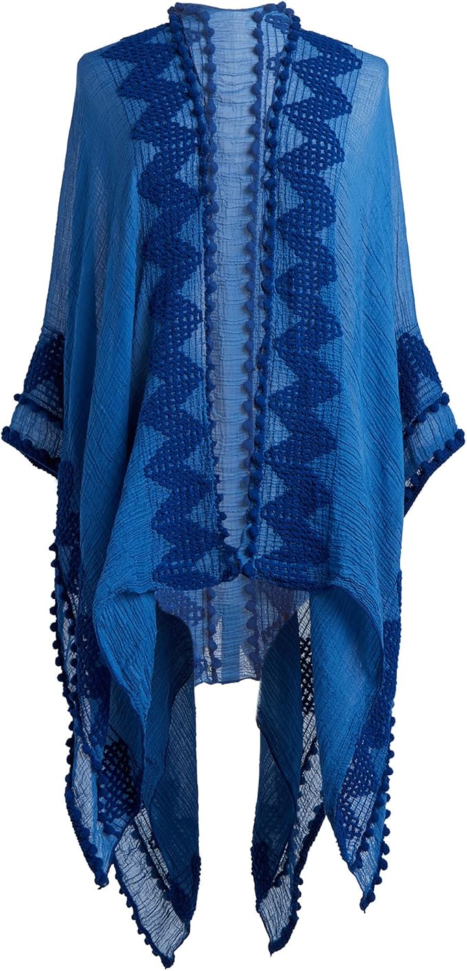 纹理锯齿状绒球蓝色均码适合大多数涤纶织物掸子