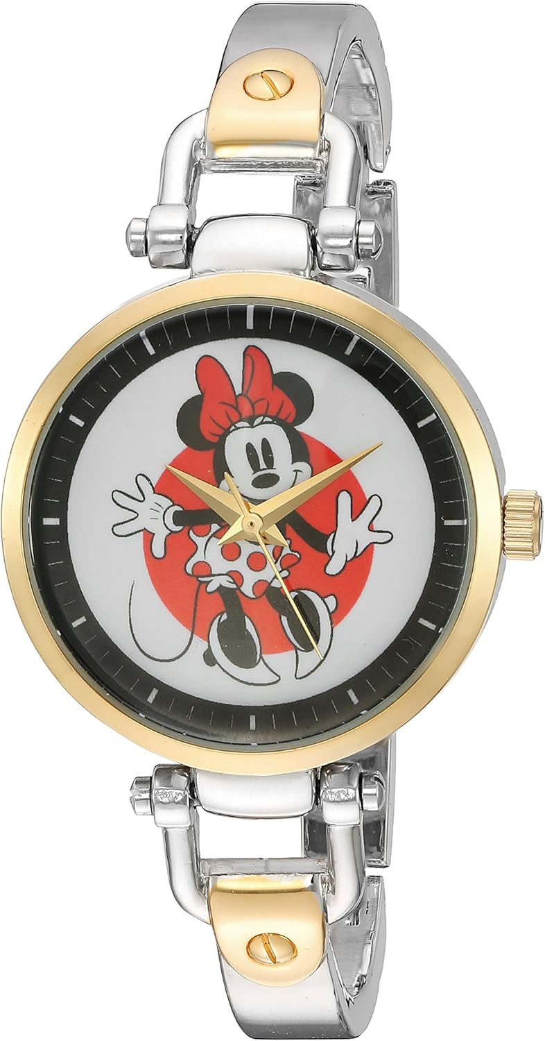 disney 米妮老鼠女士双色合金准线手表,双色合金手镯,w002811