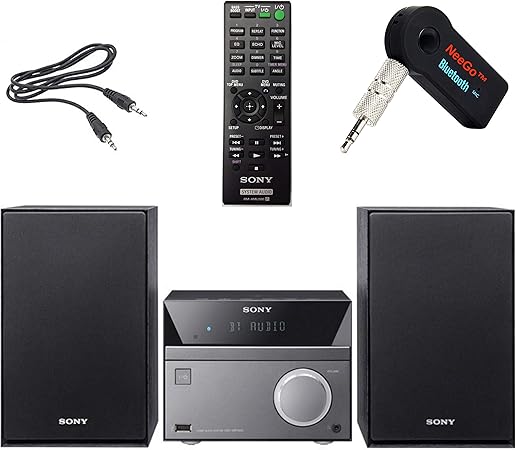 Sony 索尼蓝牙微型音乐系统套装 2 件套包括微型高保真架系统 带单碟cd 播放器 蓝牙 Usb 输入 双向低音反射扬声器neego 蓝牙接收器 亚马逊中国 电视音响