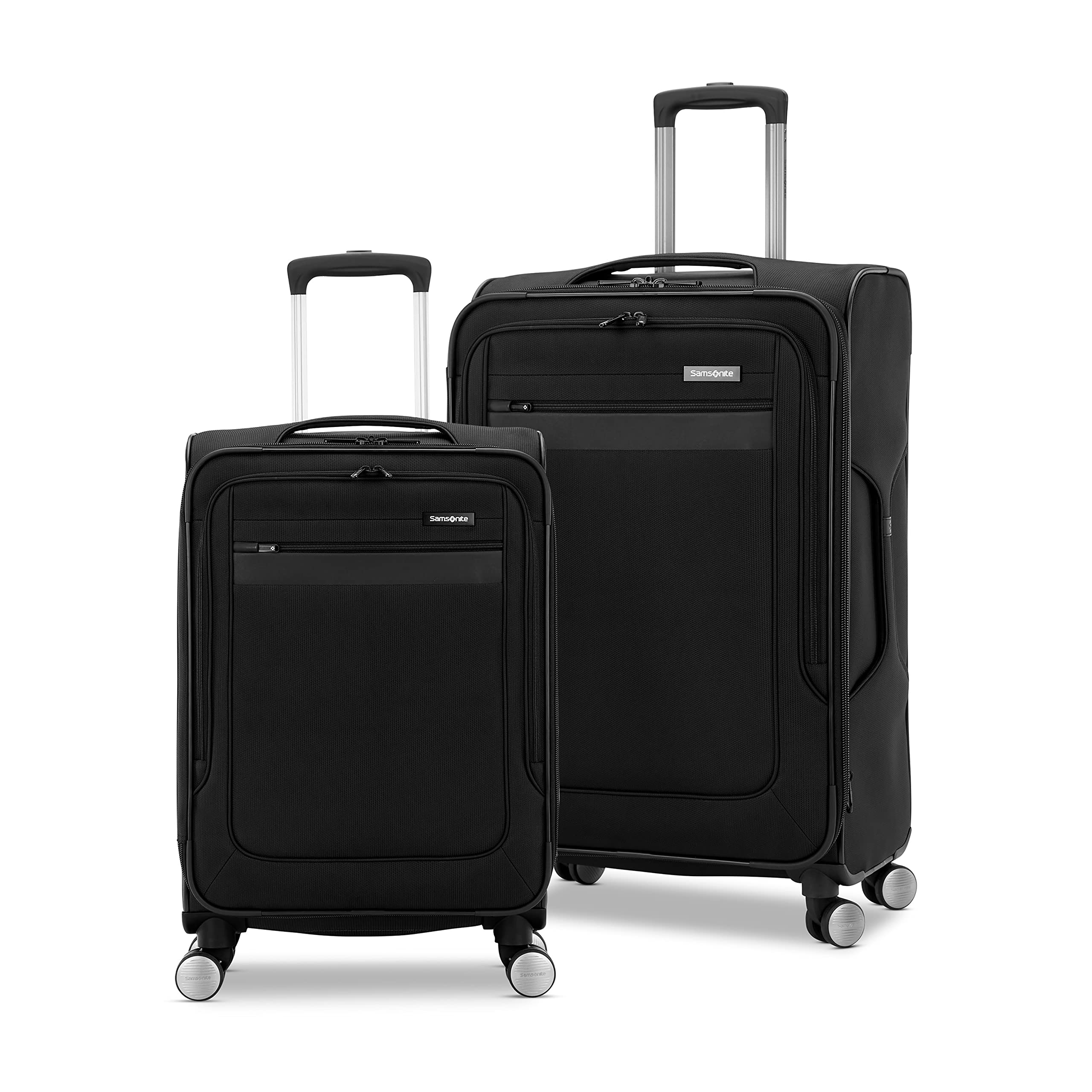 Samsonite Ascella 3.0 Soft-Side expandable Suitcase with universal wheel, black // white, 2-piece Set (Carry-on/Medium), Ascella 3.0 Soft-shell expandable suitcase with rotating wheel