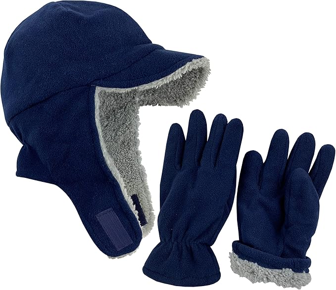 n'ice caps 男童保暖双层内衬帽子和手套冬季雪地套装