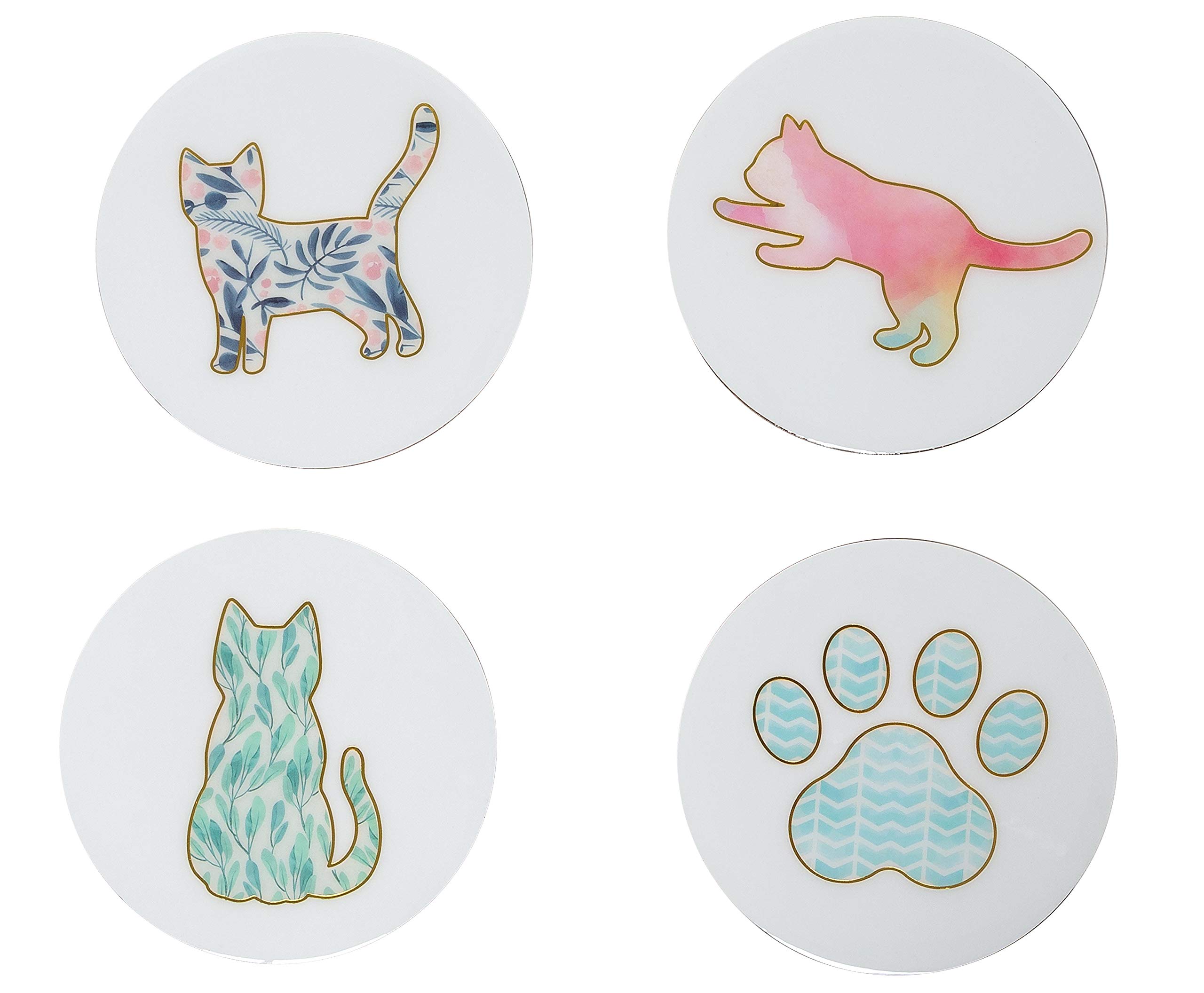 Pearhead Cat Cork coaster set, pet-themed home decor