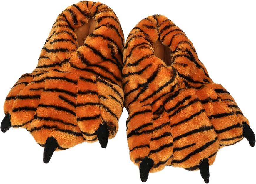 aopuro 动物爪子拖鞋适合儿童和成人舒适毛绒拖鞋毛绒温暖家居封闭式