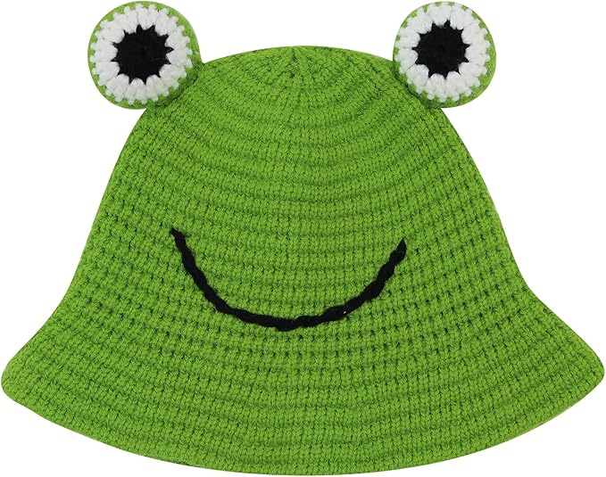 aibearty 婴儿青蛙渔夫帽针织冬季宽边渔夫帽可折叠帽子男孩女孩*