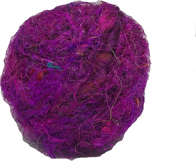 丝绸纱丽可回收纱丽丝纱线 - 品红色或紫色(100 克,75 码)精纺纱重量