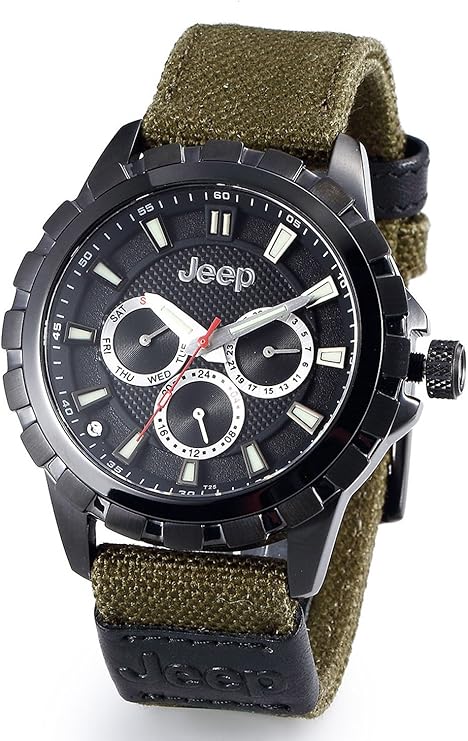 jeep 吉普 美国品牌 牧马人系列 时尚帆布带石英手表 男士腕表 jp1