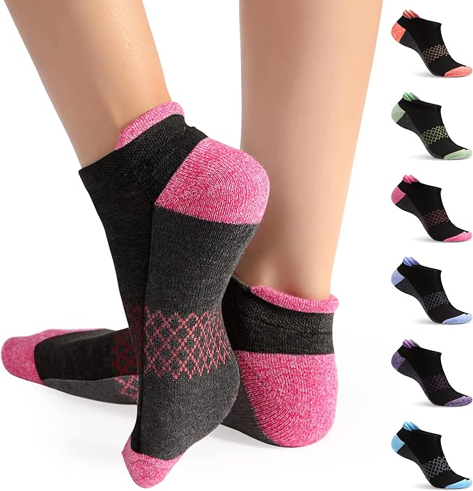 隐形袜女式 – 女式脚踝袜 – 跑步运动袜 – 6 双装