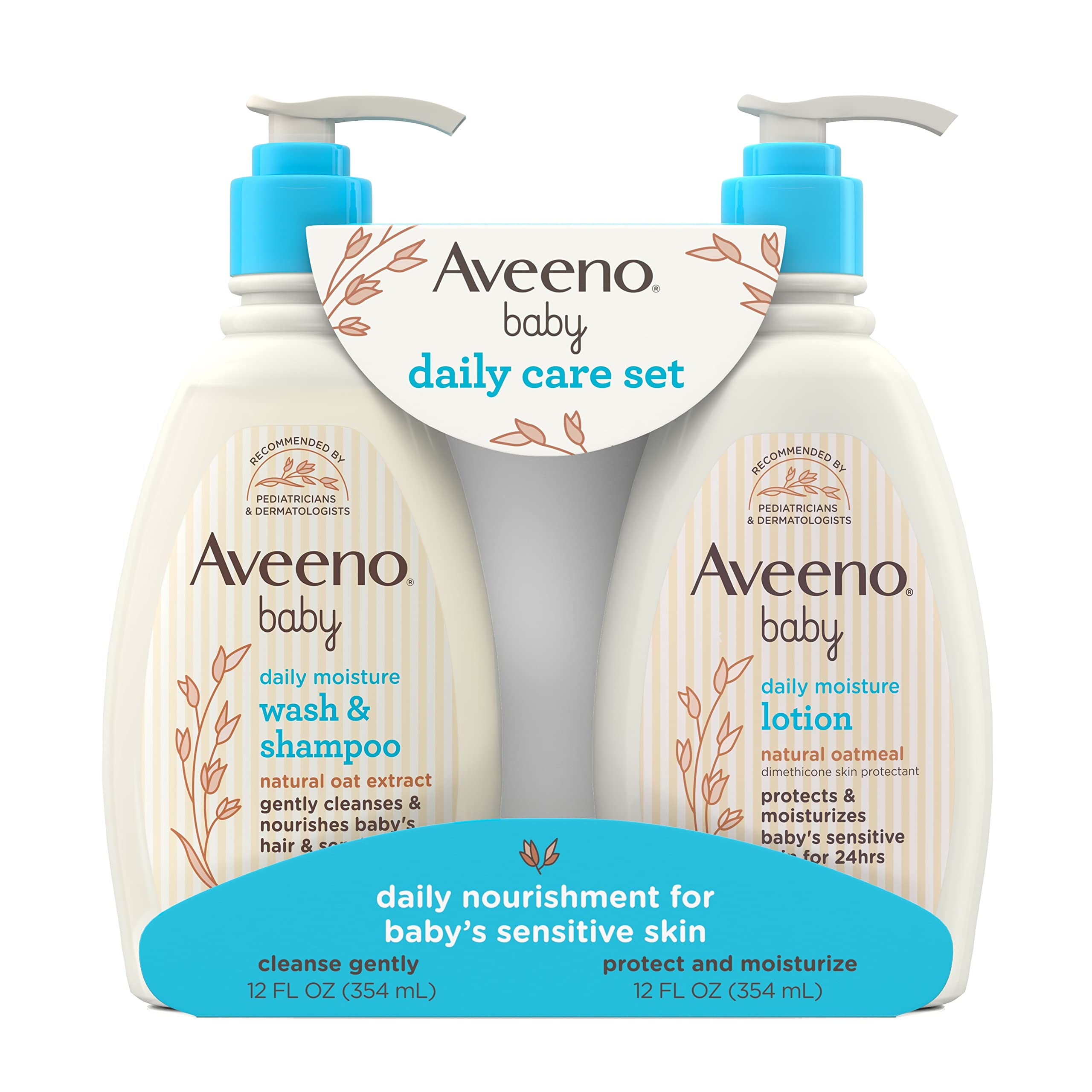 Aveeno Daily Gentle Moisturizing Care Set, Natural oatmeal extract, Natural colloidal oatmeal, bottle, liquid ounce, 54 ml